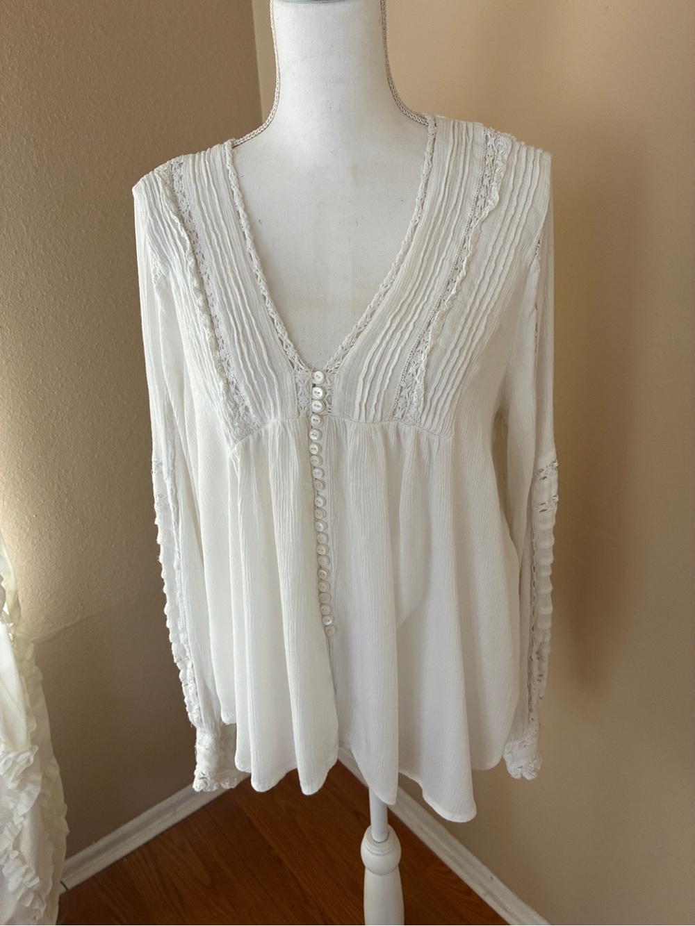 Free People top Meet Me Halfway blouse peasant boho Shirt - Picture 2 of 5